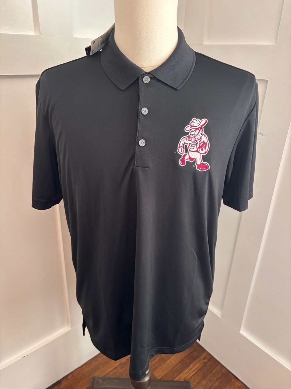 Texas A&M ADIDAS Men's Black Medium Polo Shirt with Red/ White Ol’ Sarge embroid